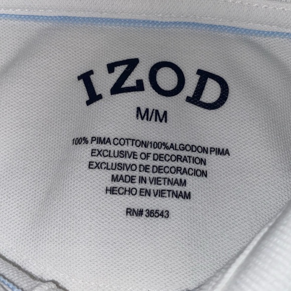 Izod Pima Cotton Polo Mens Size Medium Work Dress Beach Golf Outdoor Shirt - Picture 4 of 7